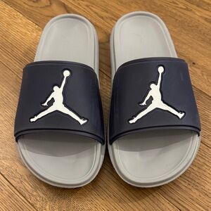 Jordan Jumpman Slides with Dark Blue Strap and Light Gray Footbed Sz 12 EUC